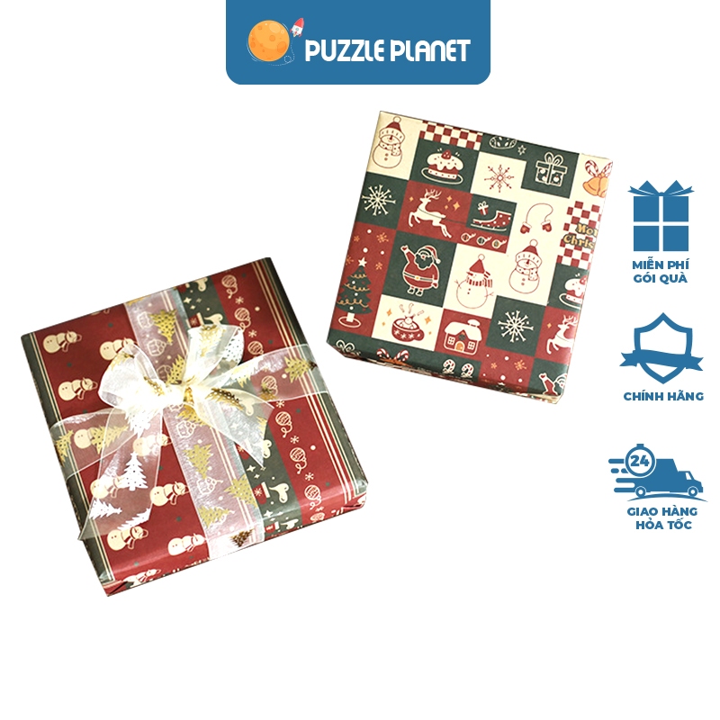 Giấy Kraft Gói Quà Giáng Loại 1 - Họa Tiết Vintage - Giấy Gói Noel Cổ Điển - Kích Thước 70*50 Cm