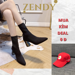 Bốt Len Nữ Cao Cổ Boot Lửng Len Gót Trụ Bạc Tráng Gương Cao 7P Hàng Quảng Châu (Bốt Len Mịn Ôm Chân)
