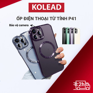 Ốp Điện Thoại từ tính Silicon Trong Suốt KOLEAD P41 Có viền và Vòng Kim Loại Sang Trọng Pro Max Plus