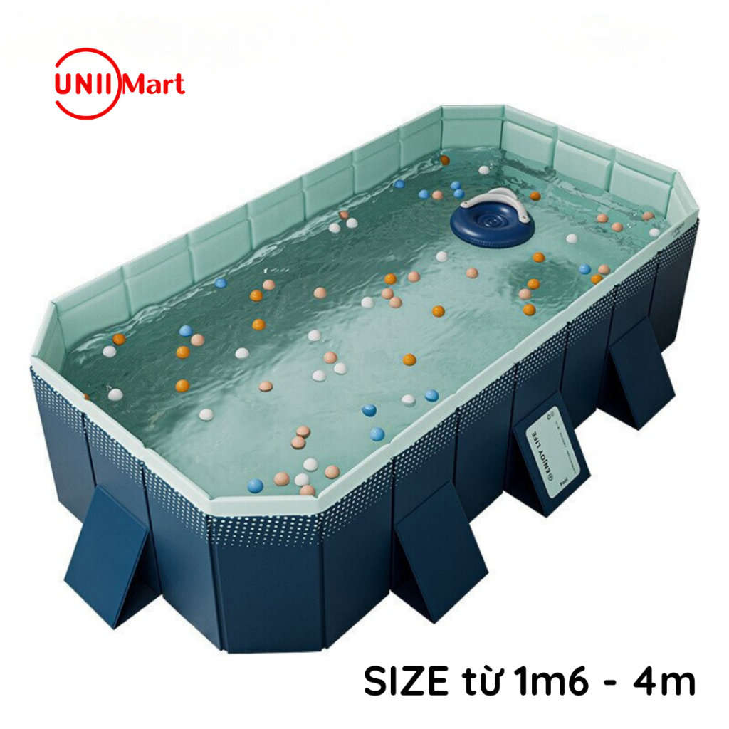 Bể bơi tự động hồ Xanh chính hãng KAW loại 1m6, 2m6, 3m, 4m - Tiện lợi, tiết kiệm không gian, bể bơi vui chơi cho bé