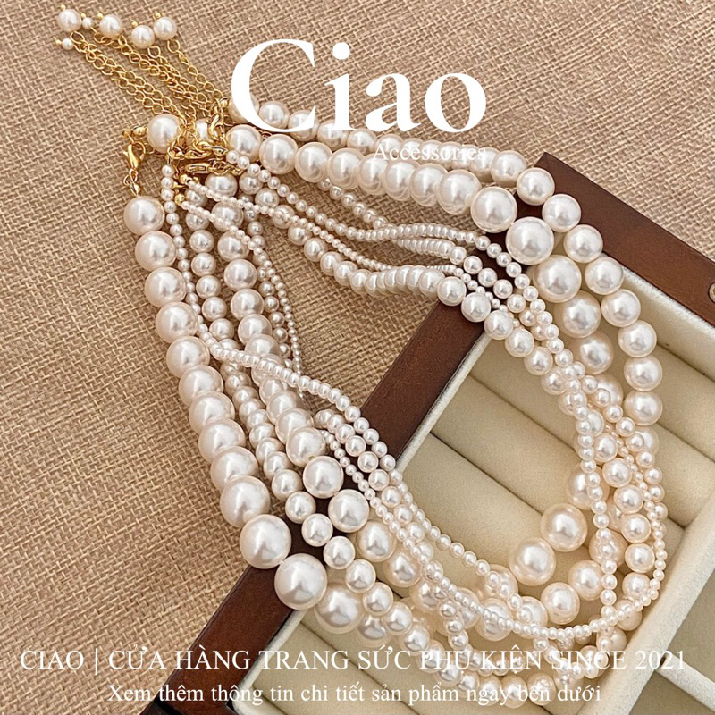 Dây chuyền/ Vòng cổ hạt trai nhân tạo thiết kế đơn giản cổ điển Ciao accessories