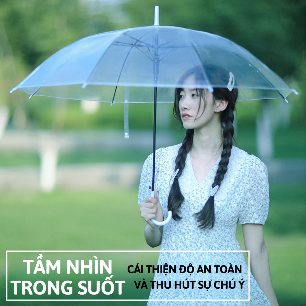 Dù Che Mưa Dù Che Nắng Trong Suốt Cầm Tay Ô Gấp Gọn Chống Gió Chắc Chắn Độ Bền Cao Thời Trang Tiện Lợi RIN