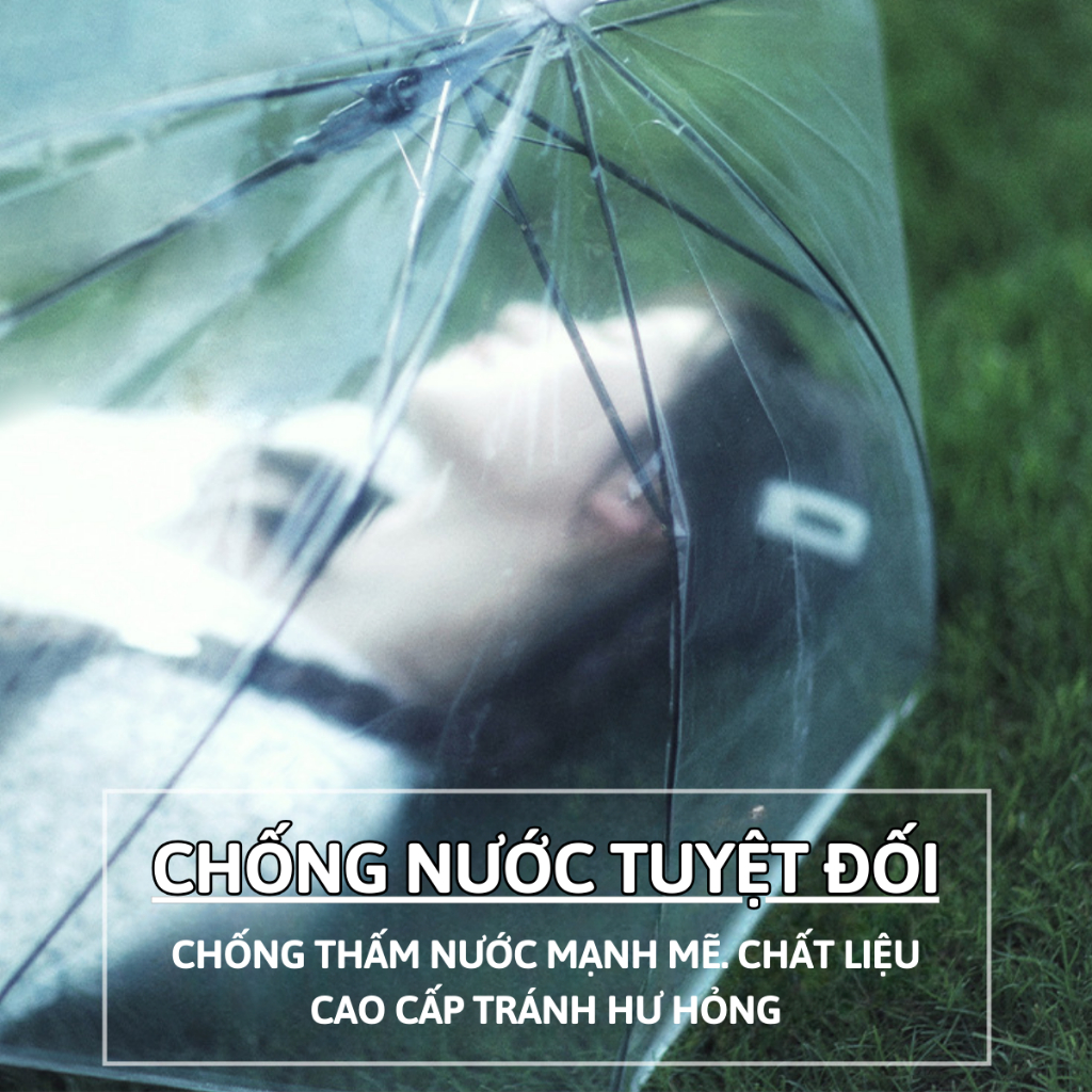 Dù Che Mưa Dù Che Nắng Trong Suốt Cầm Tay Ô Gấp Gọn Chống Gió Chắc Chắn Độ Bền Cao Thời Trang Tiện Lợi RIN