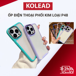 Ốp điện thoại trong suốt viền màu phối camera viền kim loại P48 KOLEAD cho iphone 11 12 13 Promax 14 Pro 14 Promax