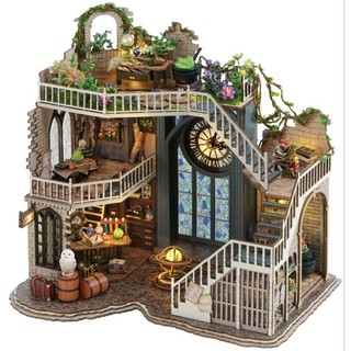 Kèm mica và keo dán gỗ - mô hình nhà gỗ lắp ráp búp bê dollhouse diy - lv003 magic house