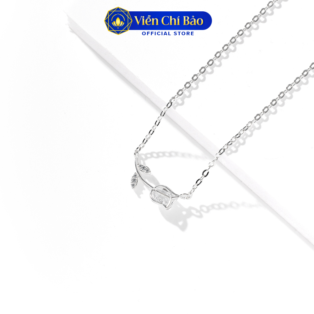 Dây chuyền bạc nữ cành hoa hồng chất liệu bạc 925 thời trang phụ kiện trang sức Viễn Chí Bảo D400400