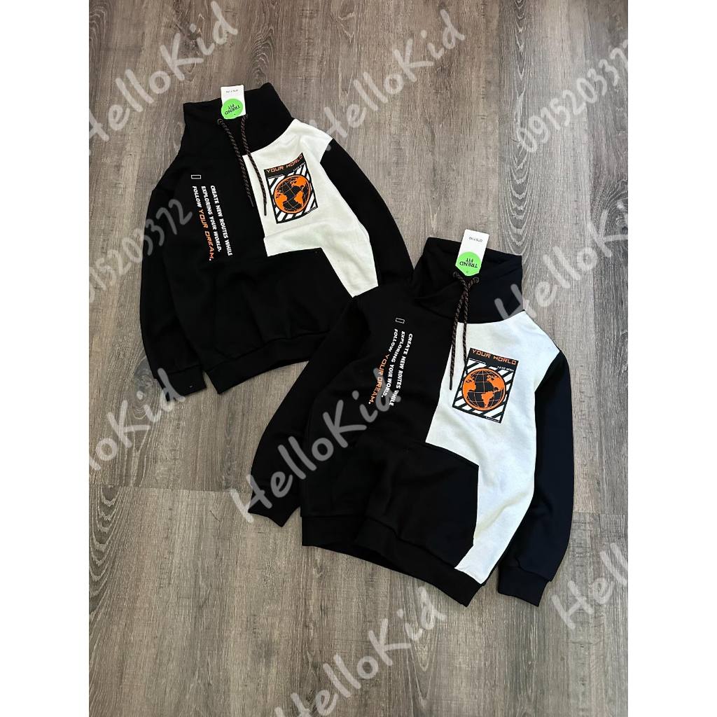 Áo nỉ ostin phối màu cho bé chữ cam