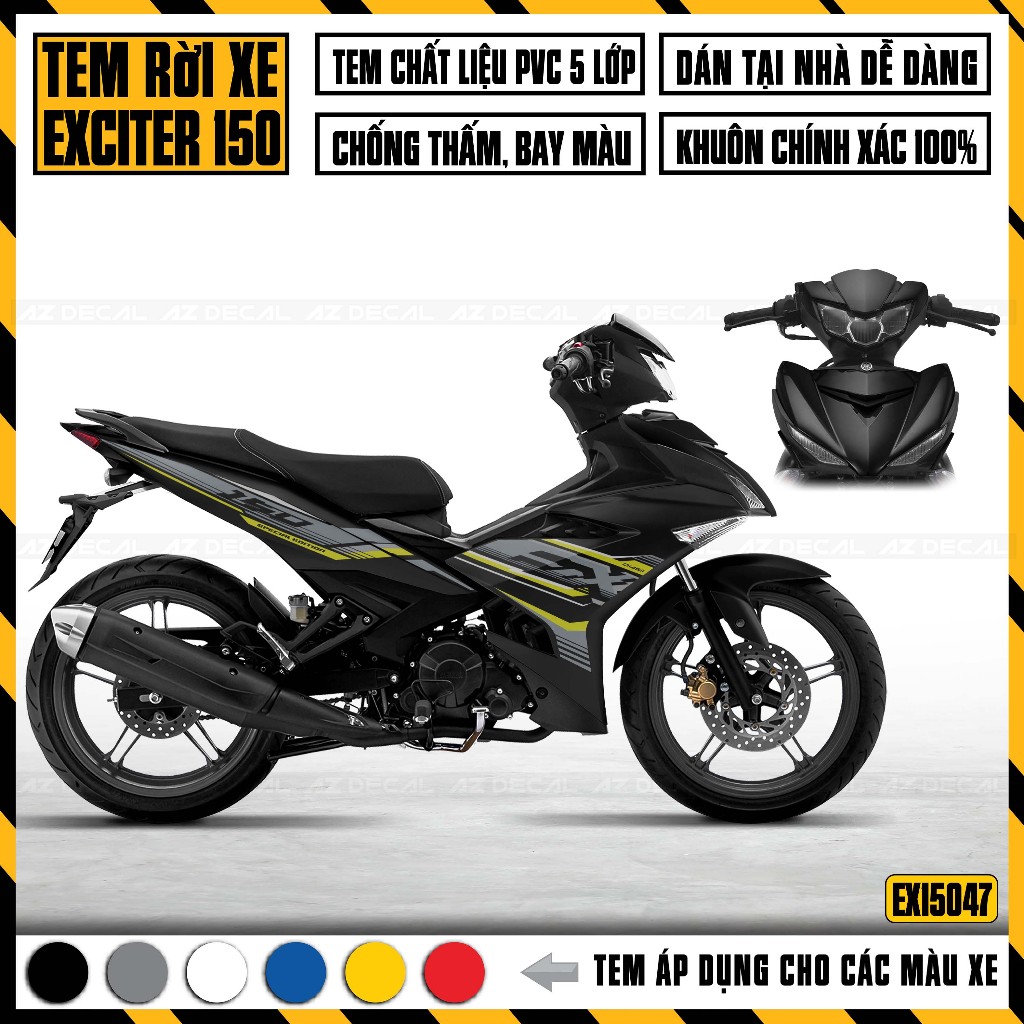 Tem Exciter 150 Thiết Kế Sport | EX15047 | Team Decal Rời Hình Dán Xe Máy Ex150 Xanh Đỏ Đen Trắng Chống Nước Bền Màu