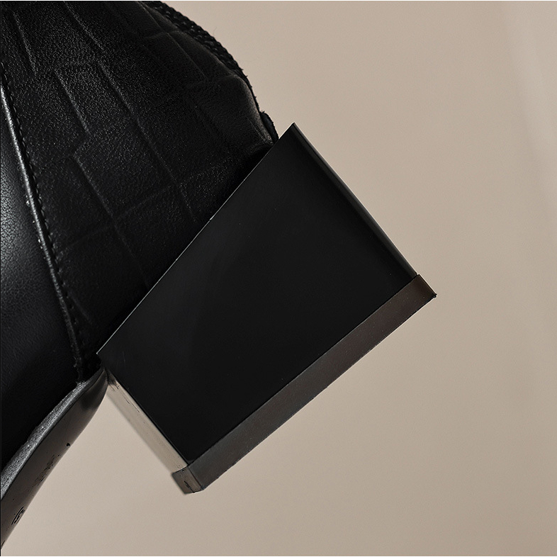 Giày boot nữ cổ ngắn, đế hình vuông thấp 4.5cm, GÓT GIÀY CÓ ĐƯỜNG GÂN cho style SANG CHẢNH GBN14