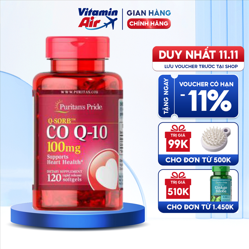 Viên uống hỗ trợ tim mạch Co Q-10 100 mg giúp làm giảm nguy cơ các bệnh về tim của Mỹ