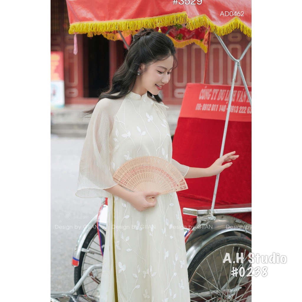 Áo dài thêu kèm bờm tay lỡ 247store.vn - Aodaikembom0238_P13K7