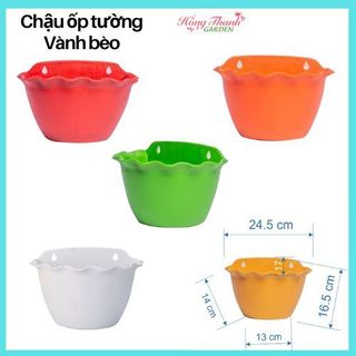 Chậu ốp tường trồng cây, chậu ốp tường vành bèo, chậu treo tường bán nguyệt viền tim