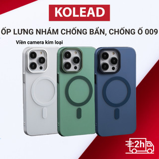 ỐP CASE điện thoại nhám chống bám bẩn hỗ trợ sạc không dây viền camera và nút bấm kim loại sang trọng KOLEAD IP009