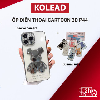  Ốp điện thoại trong suốt hình gấu họa tiết 3D viền màu KOLEAD P44 dành cho lP 11 12 13 Pro Promax