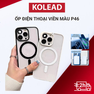 Ốp Điện Thoại Từ Tính viền màu P46 KOLEAD đạt chuẩn Chống Va Đập Cho Iphone 14 Pro Max plus 13 Pro Promax 12 11 Pro Max