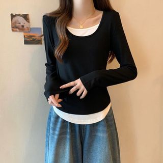 Áo thun dài tay chất cotton 2 lớp vạt đuôi tôm hàng Qc cao cấp