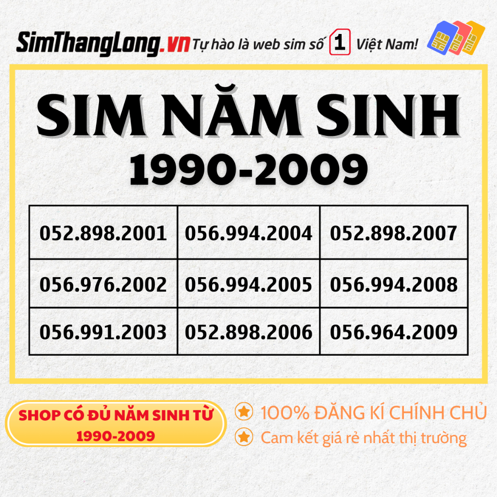 Sim Năm Sinh Vietnamobile 5GB/Ngày - 50K 1 Tháng số đẹp, sim năm sinh cam kết 50k/12Tháng