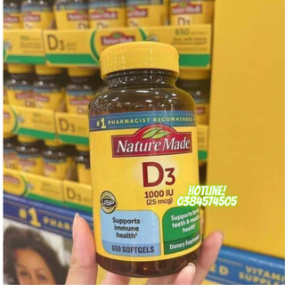 Viên Uống Bổ Sung Vitamin Nature Made Vitamin D3 650v (mẫu mới )– Mỹ