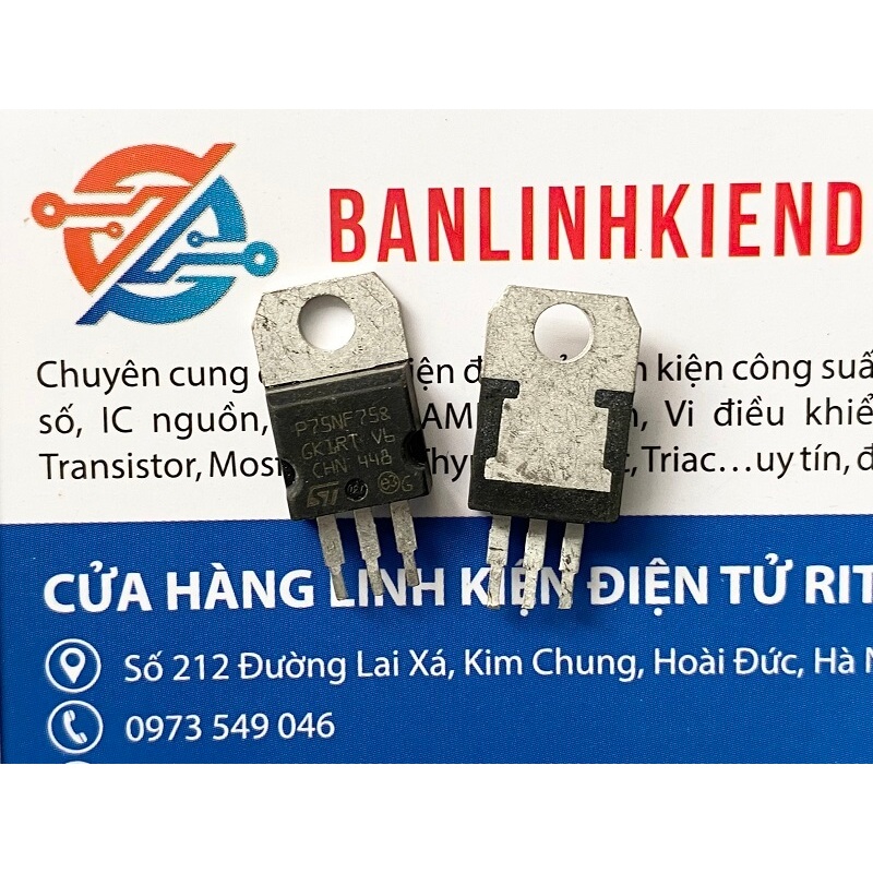 P75NF75, 75NF75 Mosfet kênh N 80A 75V TO220 (tháo máy)