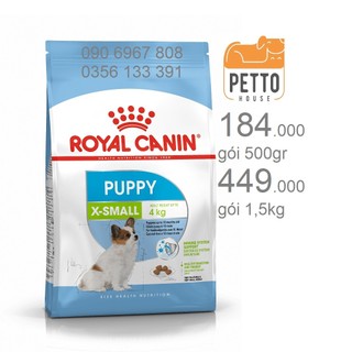 Thức ăn cho chó con size nhỏ Royal Canin X small X-Small Puppy 1,5kg dưới 10 tháng tuổi sản xuất tại pháp