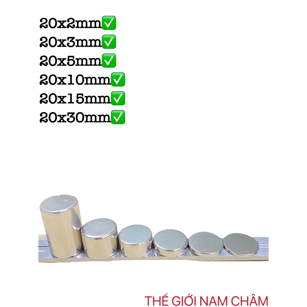 Nam châm đất hiếm 20x2/3/5mm