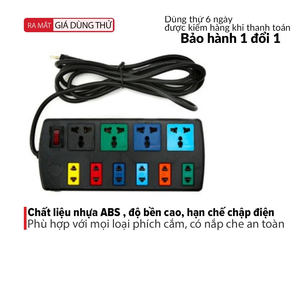 Ổ cắm điện thông minh chịu tải, đa dạng 4/6/10 lỗ cắm điện, dây dài 3m/5m/10m, công suất 1000w đến 3000w G01