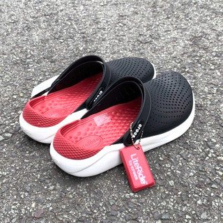 Dép Cross Literide Nam Nữ Đen lót đỏ - FREESHIP + Hàng loại 1 - giày sục sandal Crocs quai ngang bít đầu nam nữ,xịn xò