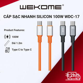 Cáp Sạc nhanh WEKOME WDC-17 100W Silicon chống rối đàn hồi siêu bền - Tích hợp chip thông minh an toàn, hiện đại