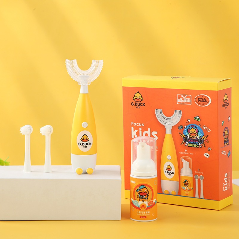 Bàn Chải Đánh Răng Điện Chữ U Trẻ Em   Họa Tiết Vịt Vàng Dễ Thương Giúp Bé Vệ Sinh Răng Miệng Dễ Dàng Hơn