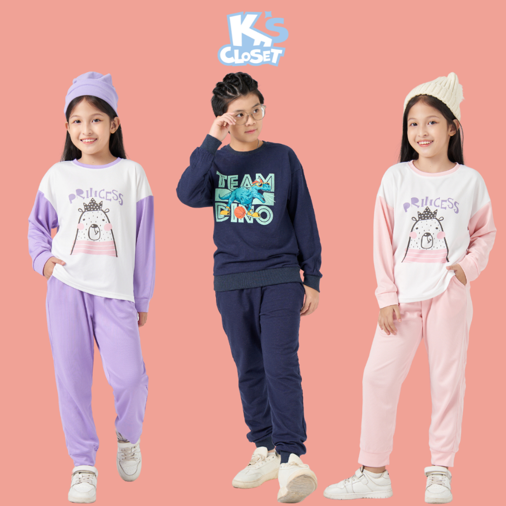 Bộ Quần Áo Cotton Dài Tay Cho Bé Trai và Bé Gái 1-14 Tuổi (6-52kg) K'S CLOSET E005TWF / E018TWF / E034TEF / E081TWF