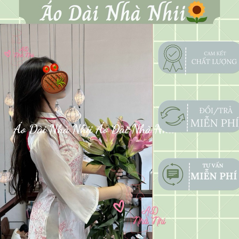 Áo dài hồng phấn 4 tà may sẵn