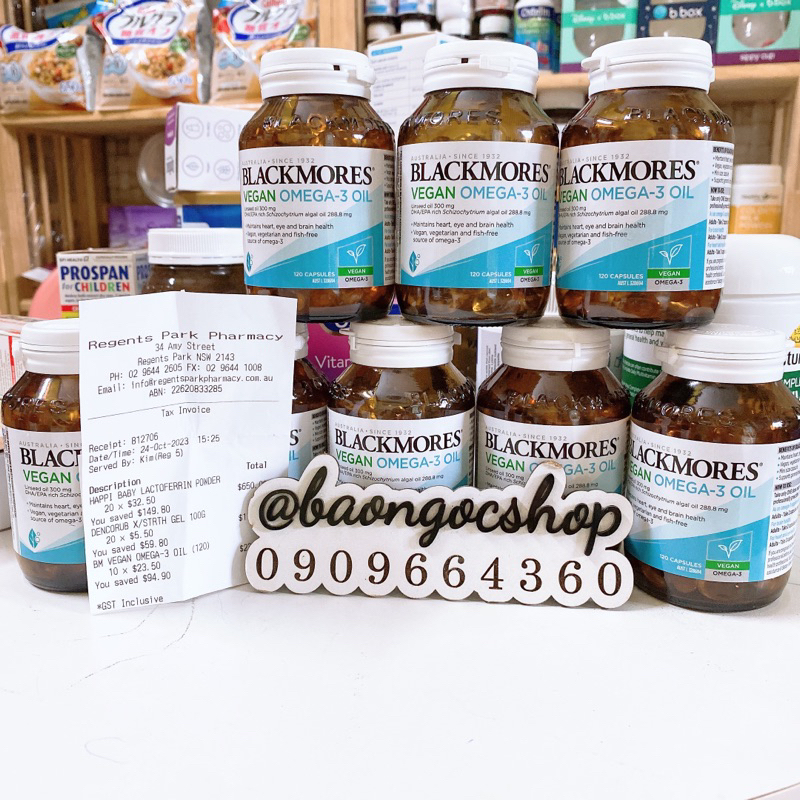 VIÊN UỐNG DẦU CÁ THUẦN CHAY BLACKMORES FISH OIL VEGAN OMEGA 3 120 VIÊN