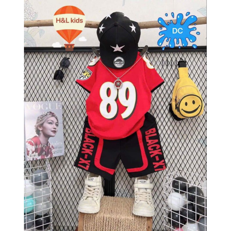 Bộ cotton in số 89 H&L kids size 17-22