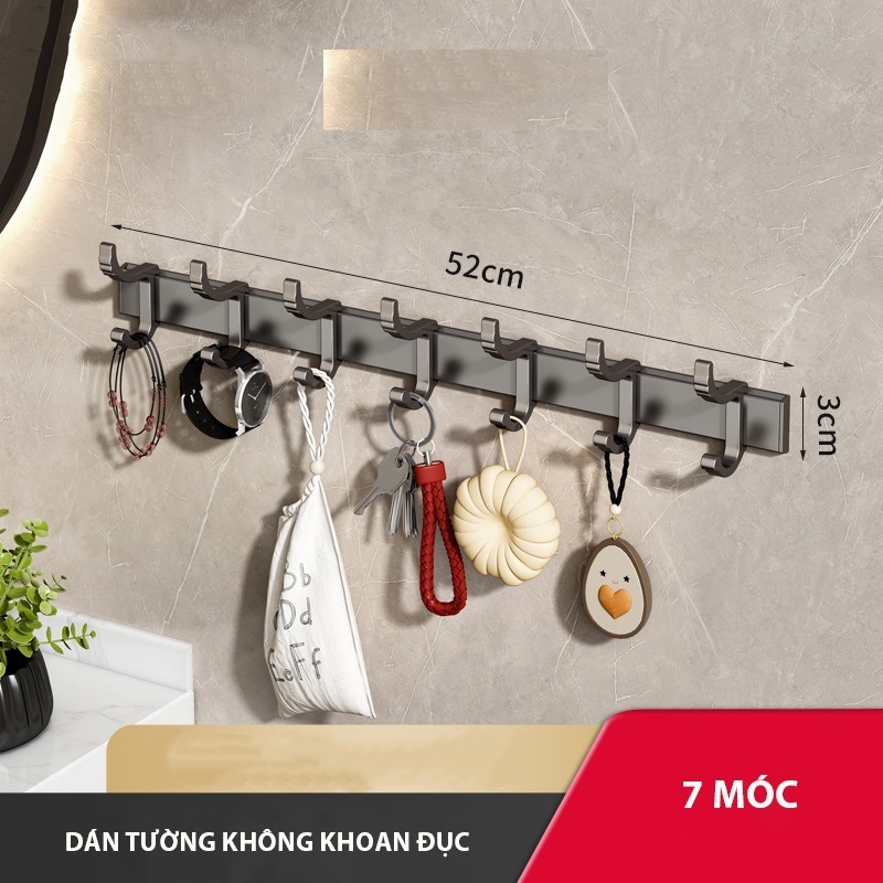 Móc Treo Quần Áo Chất Liệu Nhôm Không Gỉ, Thanh Treo Quần Áo Đa Năng Gắn Tường
