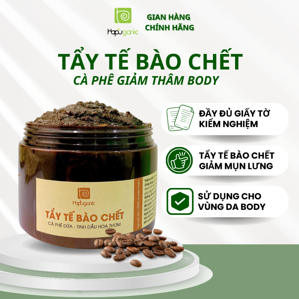 Body Scrub - Tẩy Tế Bào Chết Cafe Dừa Đậu Đỏ Đường Nâu Hapuganic 300g