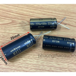 Tụ nichicon muse kz 220uf 100v, tụ phân cực 220uf 100v chuyên dùng audio