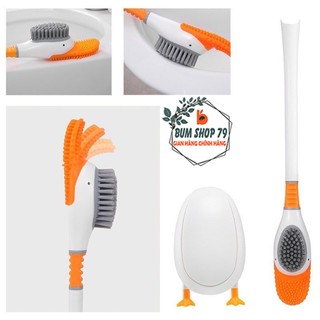 Cọ chà toilet silicon giúp làm sạch mọi ngóc ngách, Cọ bồn cầu silicon với lớp lông cọ cứng đánh bay ố vàng