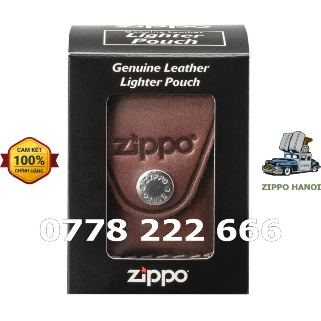 [Hàng xịn 100%] Bao da đựng bật lửa Zippo (in Logo hãng màu nâu) chính Hãng Zippo USA