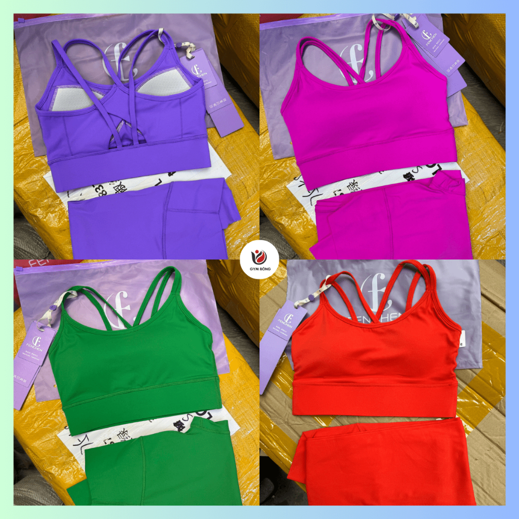 Set Đồ Tập Lulu Mút Đúc Sang, Xịn Form Chuẩn Thiết Kế Dây Đan Lưng Tập Gym, Yoga, Thể Thao Mát Mịn Tôn Dáng