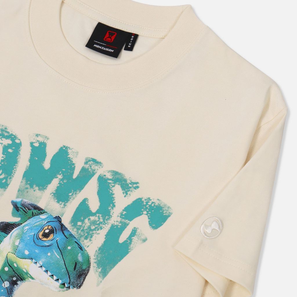 Áo thun NEEDS OF WISDOM Stuffed Dinosaur Tee - Cream - Local Brand Chính Hãng