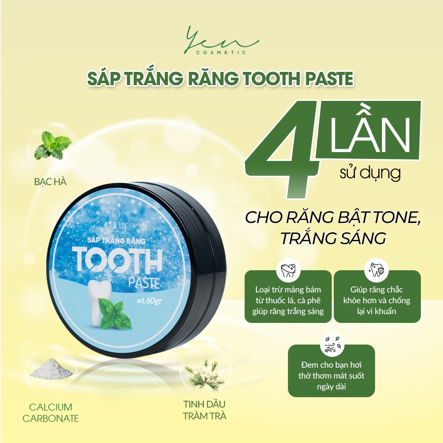 Kem Trắng Răng Dạng Sáp Tooth Paste Yen COSMETIC Làm Trắng Răng Giảm Hôi Miệng Làm Sạch Răng 60g