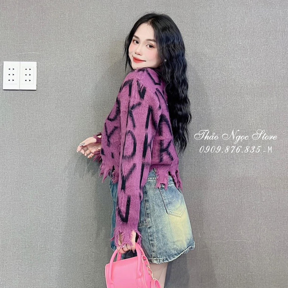 Áo len chữ rách line tay dài hàng nhập!  THẢO NGỌC STORE