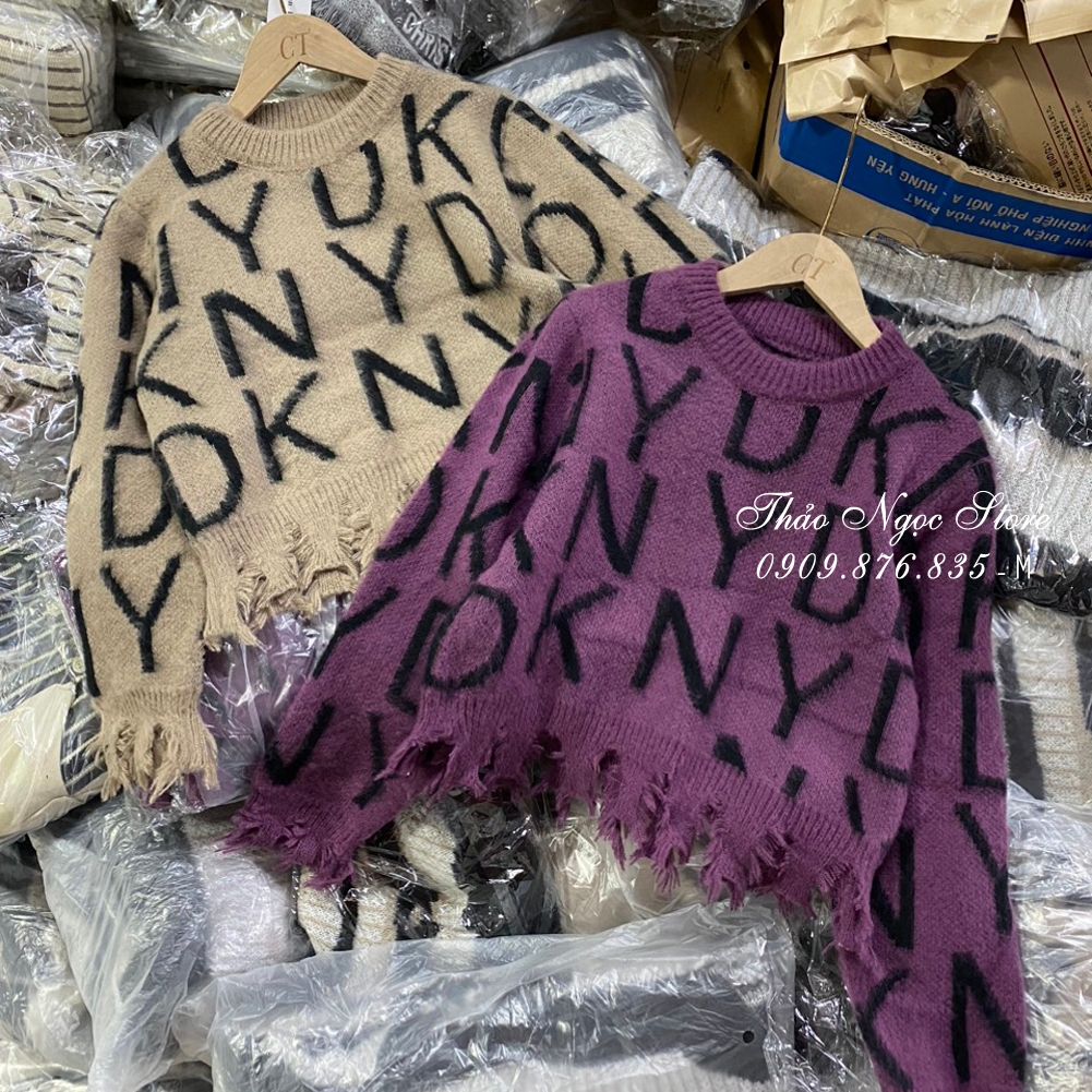 Áo len chữ rách line tay dài hàng nhập!  THẢO NGỌC STORE
