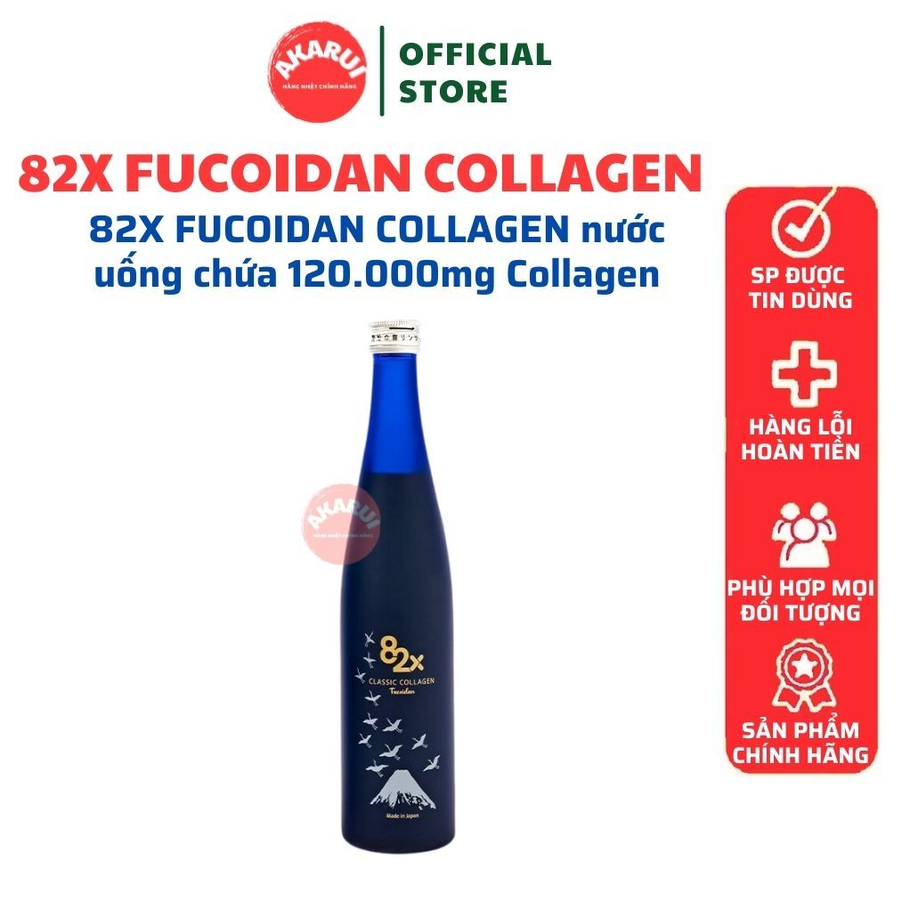 82X Fucoidan Collagen nước uống làm đẹp da chứa 120.000mg Collagen và Fucoidan Từ Tảo Nâu Mozuki ( 500ml/chai)