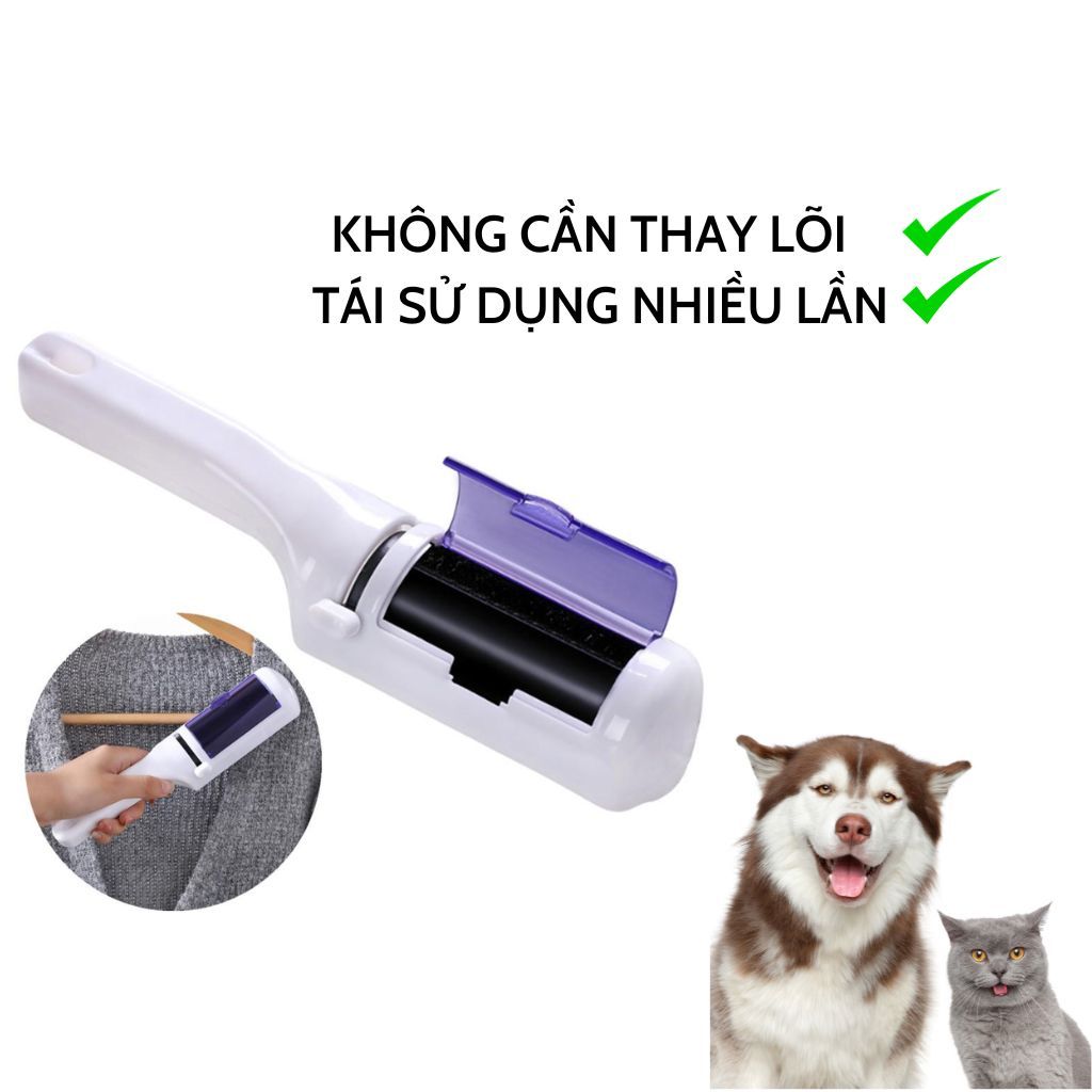 Cây lăn lông tĩnh điện chó mèo ECOPETS bàn chải lấy lông rụng bụi bẩn bám trên áo quần ga giường sofa nhanh chóng
