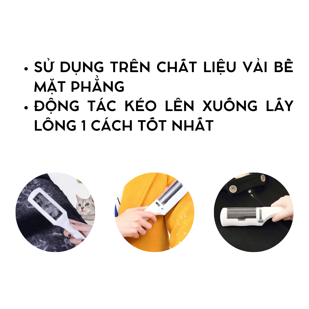 Cây lăn lông tĩnh điện chó mèo ECOPETS bàn chải lấy lông rụng bụi bẩn bám trên áo quần ga giường sofa nhanh chóng