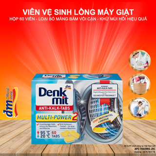 Viên Tẩy Lồng Giặt Denkmit Đức Vệ sinh và loại bỏ Cặn Canxi Mảng bám trong lòng máy giặt Hộp 60 viên
