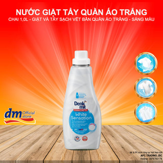 Nước giặt tẩy quần áo trắng Denkmit White Sensation Giặt và Tẩy trắng chai 1lít Hàng Đức chính hãng