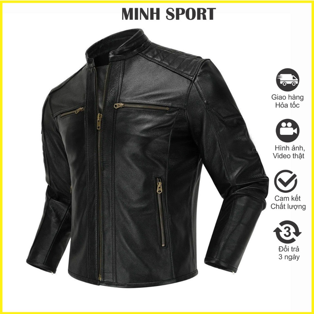 Áo Khoác Da Nam Dây Kéo Đồng Lót Vải Dù Cao Cấp, Có Size Lớn mã KHOAC.38