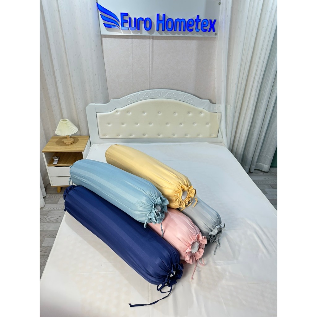 Vỏ Gối Ôm Cotton Sọc 3F mẫu mới nhất, vải hoạt tính Cao Cấp dây buộc 2 đầu kích thước 30x80, 35x100 EUROHOMETEX